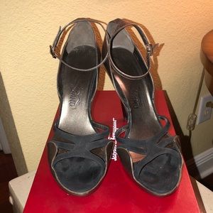 salvatore ferragamo stilettos black w/ ankle strap